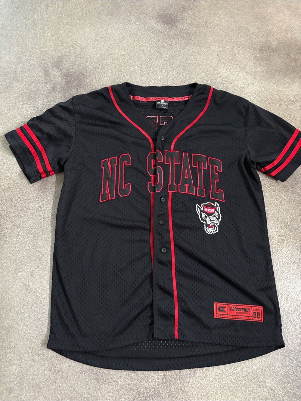 Men’s NC State Black & Red Baseball Jersey (L)